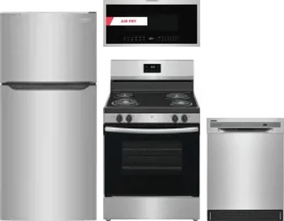 4 Piece Package Includes Refrigerator, Range, Microwave And Dishwasher