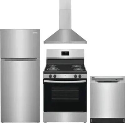 4 Piece Package Includes Refrigerator, Range, Hood And Dishwasher