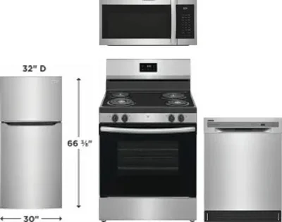 4 Piece Package Includes Refrigerator, Range, Microwave And Dishwasher