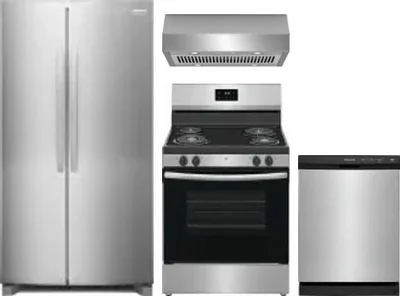 4 Piece Package Includes Refrigerator, Range, Hood And Dishwasher