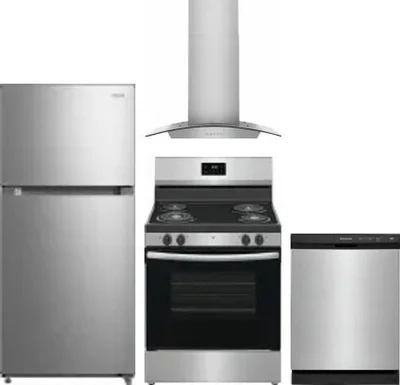 4 Piece Package Includes Refrigerator, Range, Hood And Dishwasher