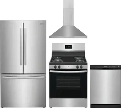 4 Piece Package Includes Refrigerator, Range, Hood And Dishwasher