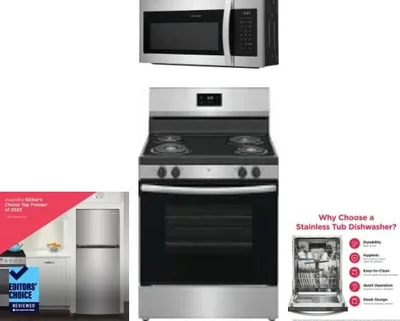 4 Piece Package Includes Refrigerator, Range, Microwave And Dishwasher