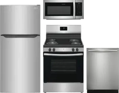 4 Piece Package Includes Refrigerator, Range, Microwave And Dishwasher