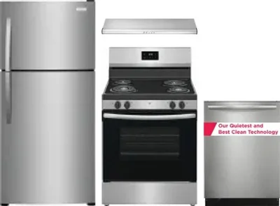 4 Piece Package Includes Refrigerator, Range, Hood And Dishwasher