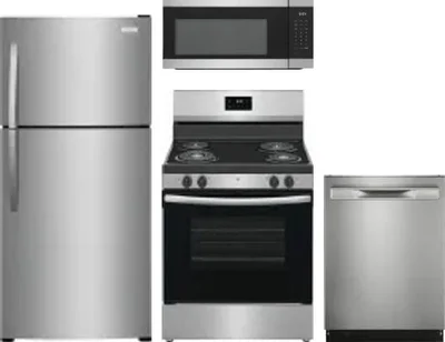 4 Piece Package Includes Refrigerator, Range, Microwave And Dishwasher