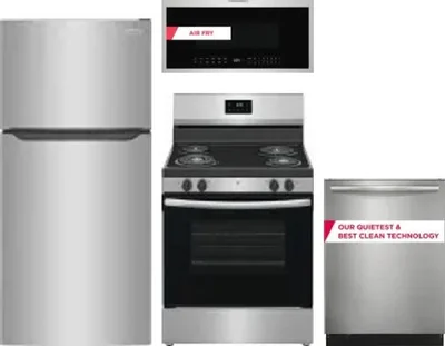 4 Piece Package Includes Refrigerator, Range, Microwave And Dishwasher