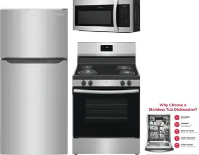 4 Piece Package Includes Refrigerator, Range, Microwave And Dishwasher