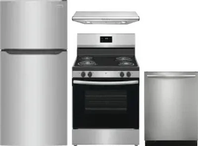 4 Piece Package Includes Refrigerator, Range, Hood And Dishwasher