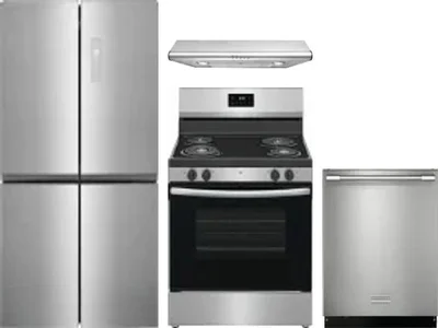 4 Piece Package Includes Refrigerator, Range, Hood And Dishwasher
