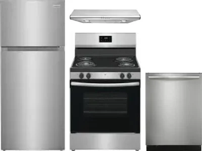 4 Piece Package Includes Refrigerator, Range, Hood And Dishwasher