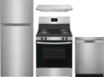 4 Piece Package Includes Refrigerator, Range, Hood And Dishwasher