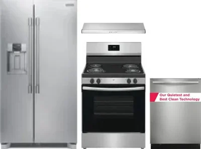 4 Piece Package Includes Refrigerator, Range, Hood And Dishwasher