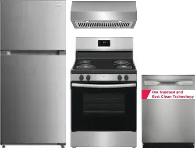 4 Piece Package Includes Refrigerator, Range, Hood And Dishwasher
