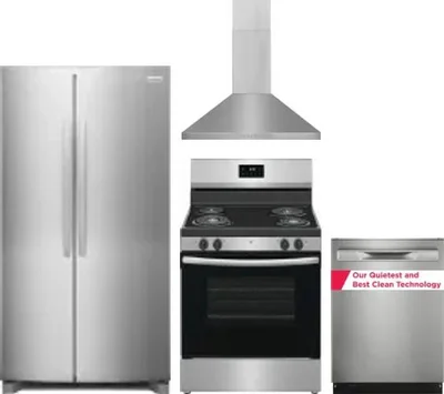 4 Piece Package Includes Refrigerator, Range, Hood And Dishwasher