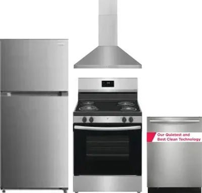 4 Piece Package Includes Refrigerator, Range, Hood And Dishwasher
