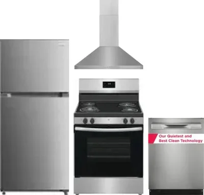 4 Piece Package Includes Refrigerator, Range, Hood And Dishwasher