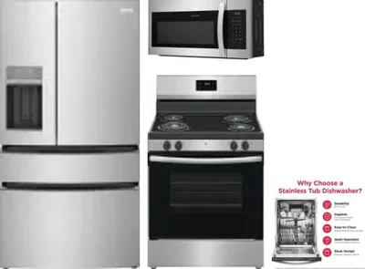 4 Piece Package Includes Refrigerator, Range, Microwave And Dishwasher