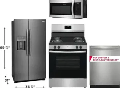 4 Piece Package Includes Refrigerator, Range, Microwave And Dishwasher