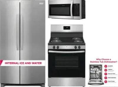 4 Piece Package Includes Refrigerator, Range, Microwave And Dishwasher