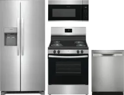 4 Piece Package Includes Refrigerator, Range, Microwave And Dishwasher