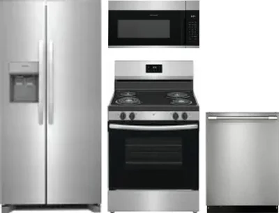 4 Piece Package Includes Refrigerator, Range, Microwave And Dishwasher