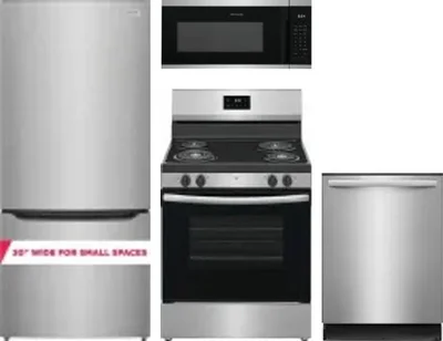 4 Piece Package Includes Refrigerator, Range, Microwave And Dishwasher
