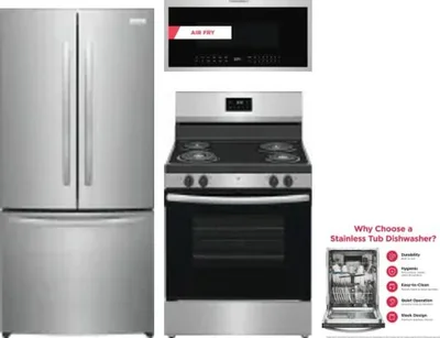 4 Piece Package Includes Refrigerator, Range, Microwave And Dishwasher
