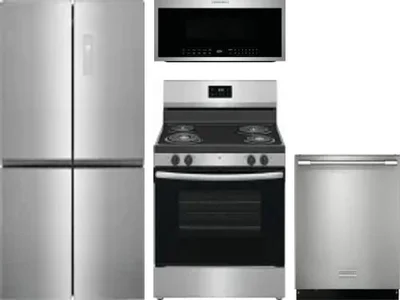 4 Piece Package Includes Refrigerator, Range, Microwave And Dishwasher