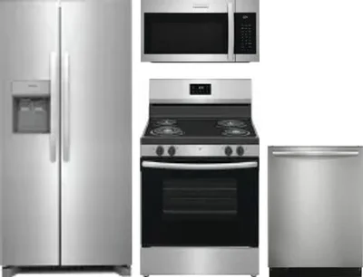 4 Piece Package Includes Refrigerator, Range, Microwave And Dishwasher