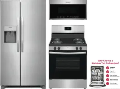 4 Piece Package Includes Refrigerator, Range, Microwave And Dishwasher