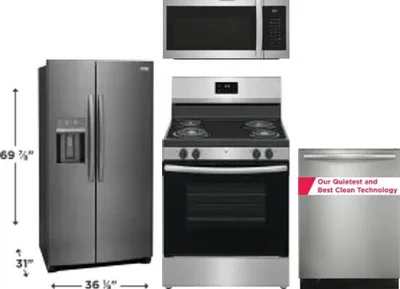 4 Piece Package Includes Refrigerator, Range, Microwave And Dishwasher