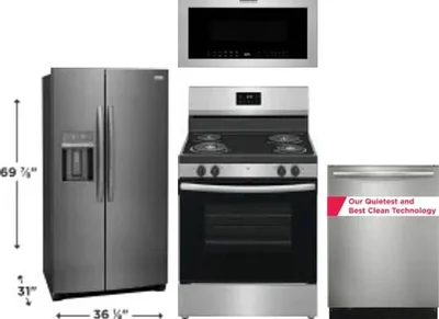 4 Piece Package Includes Refrigerator, Range, Microwave And Dishwasher