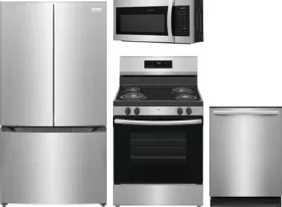 4 Piece Package Includes Refrigerator, Range, Microwave And Dishwasher
