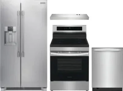4 Piece Package Includes Refrigerator, Range, Hood And Dishwasher