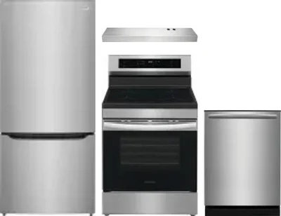 4 Piece Package Includes Refrigerator, Range, Hood And Dishwasher