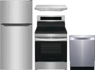 4 Piece Package Includes Refrigerator, Range, Hood And Dishwasher