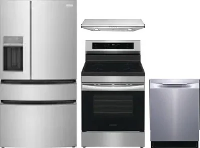 4 Piece Package Includes Refrigerator, Range, Hood And Dishwasher