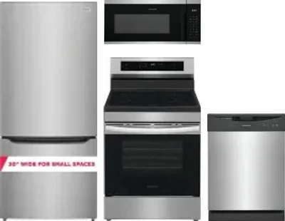 4 Piece Package Includes Refrigerator, Range, Microwave And Dishwasher