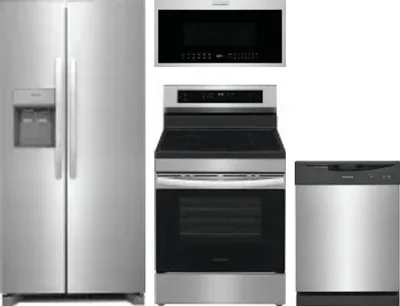 4 Piece Package Includes Refrigerator, Range, Microwave And Dishwasher