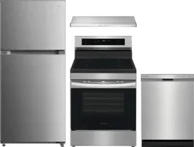 4 Piece Package Includes Refrigerator, Range, Hood And Dishwasher