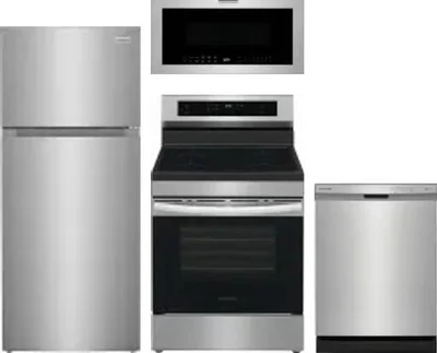 4 Piece Package Includes Refrigerator, Range, Microwave And Dishwasher