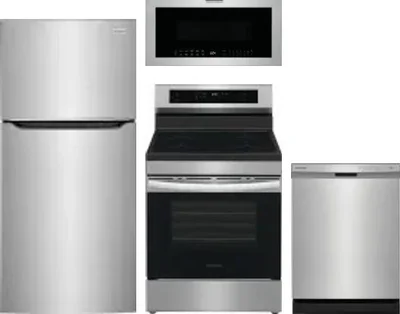 4 Piece Package Includes Refrigerator, Range, Microwave And Dishwasher