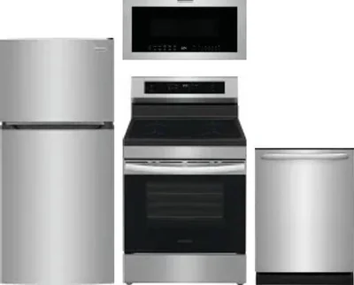 4 Piece Package Includes Refrigerator, Range, Microwave And Dishwasher