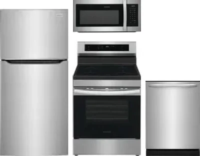 4 Piece Package Includes Refrigerator, Range, Microwave And Dishwasher