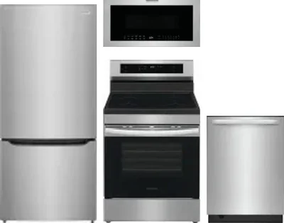 4 Piece Package Includes Refrigerator, Range, Microwave And Dishwasher