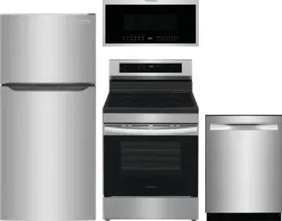 4 Piece Package Includes Refrigerator, Range, Microwave And Dishwasher