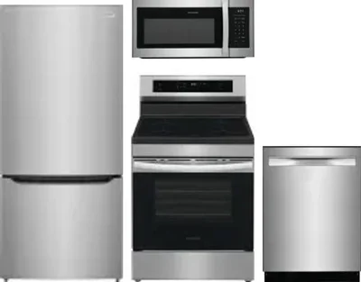 4 Piece Package Includes Refrigerator, Range, Microwave And Dishwasher