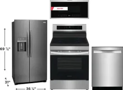4 Piece Package Includes Refrigerator, Range, Microwave And Dishwasher