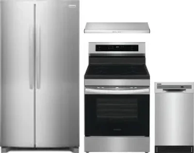4 Piece Package Includes Refrigerator, Range, Hood And Dishwasher